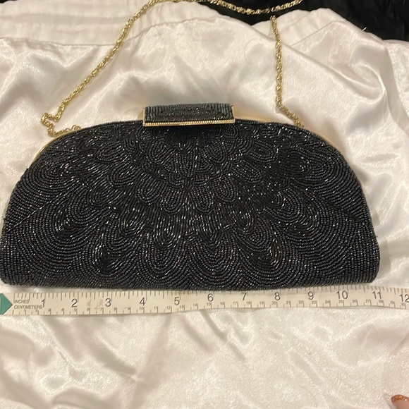 Beaded black structured clutch - Picture 5 of 7